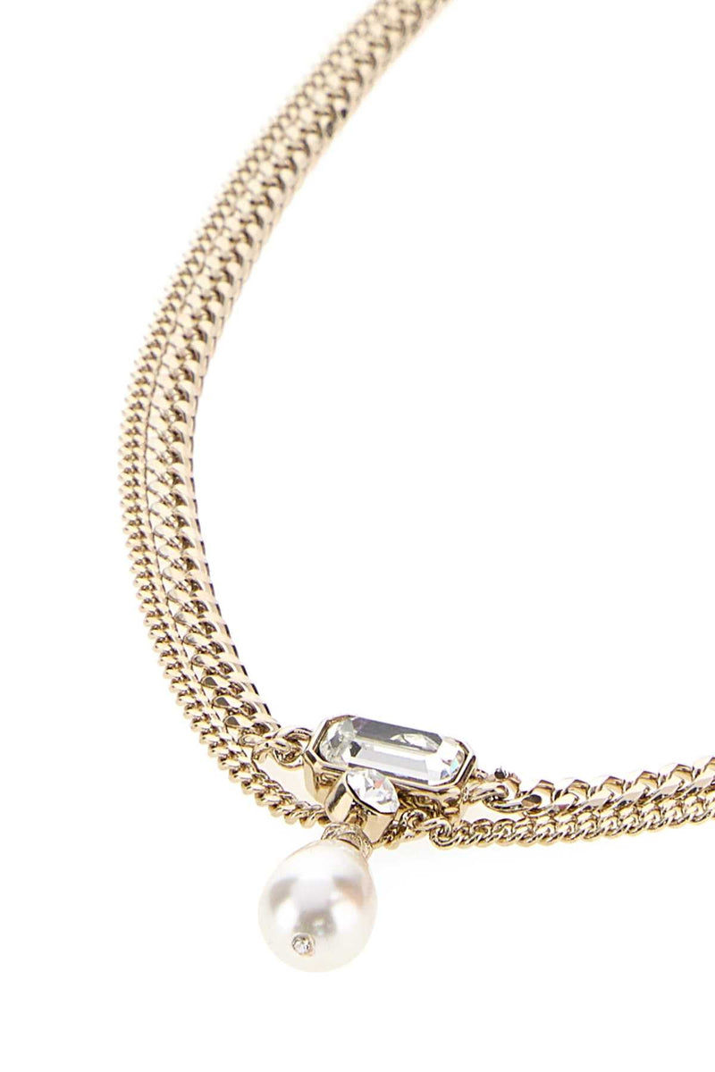 Alexander Mcqueen Crystal Necklace — Gold Necklaces