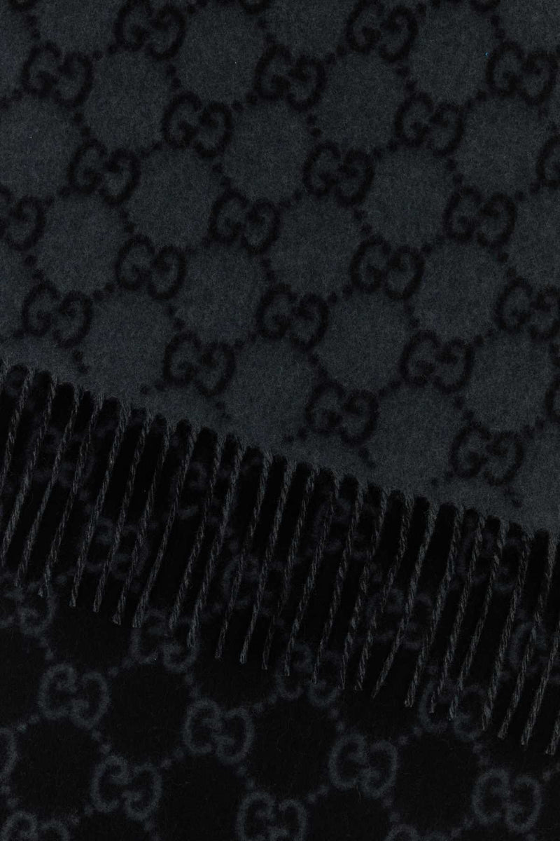 Gucci Canvy Scarf — Gray Cashmere Fabric Scarfs