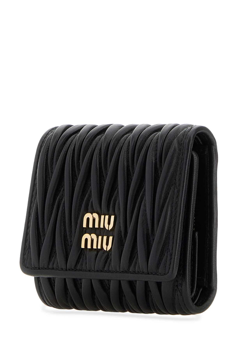 Miu Miu Matelassé Leather Wallet — Black
