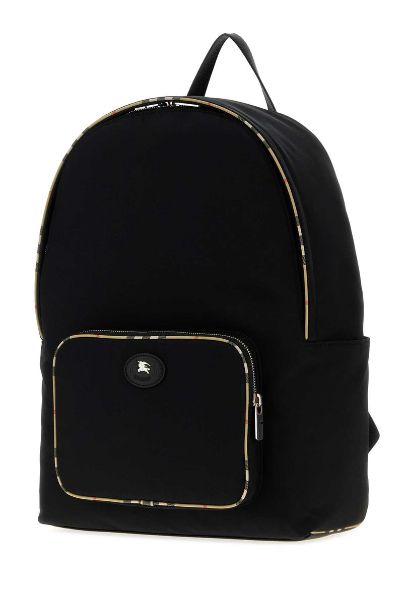 Burberry Nylon Logo-Plaque Backpack — Black Polyester Polyurethane