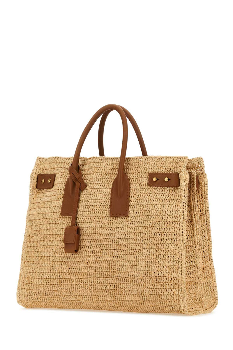 Saint Laurent Sac Tote Bag — Beige