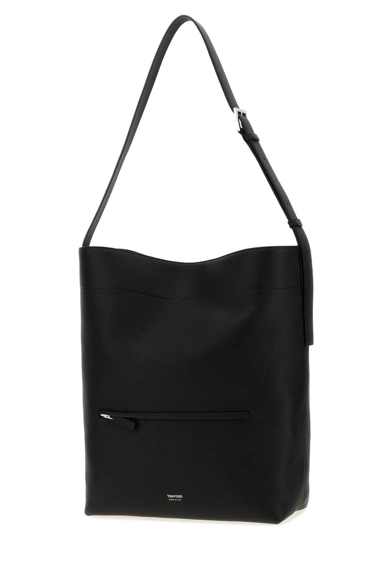 Tom Ford Leather Shoulder Bag — Black