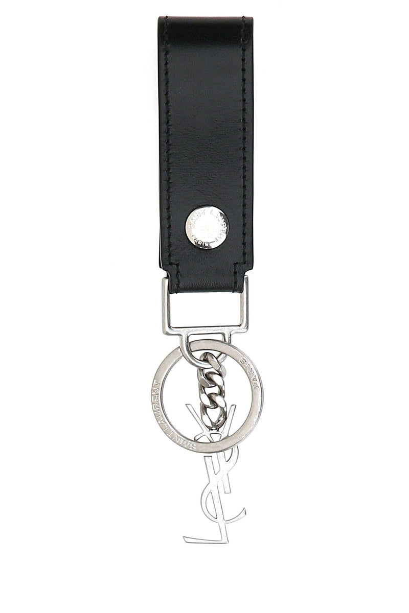 Saint Laurent Mono Key Case — Black Leather Keychains