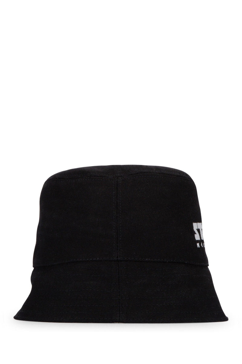 Stella Mccartney Logo-Embroidered Bucket Hat — Black Cotton Blend