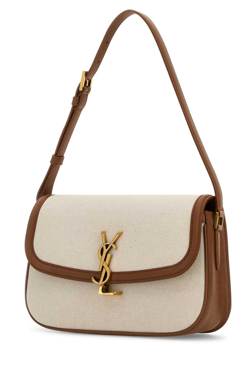 Saint Laurent Solferino Shoulder Bag — Beige
