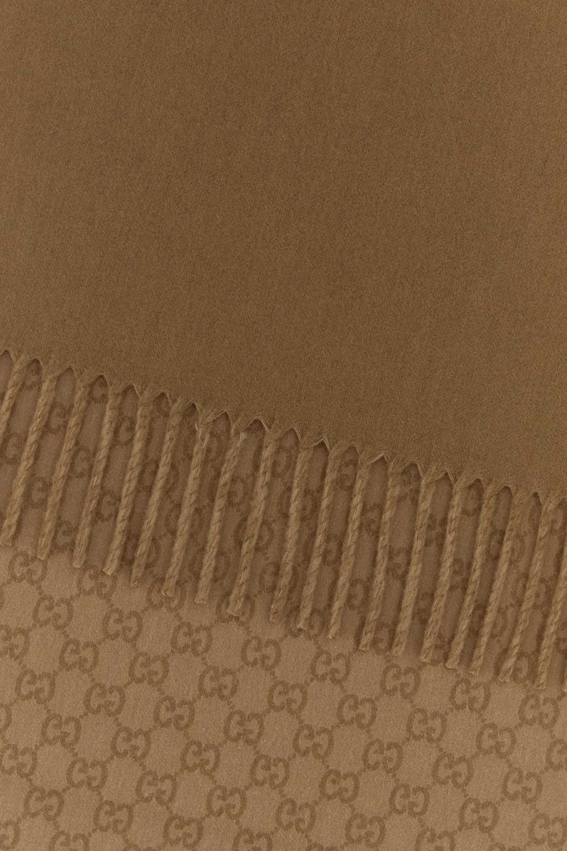 Gucci Logo Scarf — Beige Textile Scarfs
