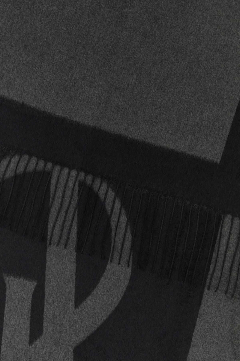 Saint Laurent Jacquard Scarf — Gray Exterior: Silk Scarfs