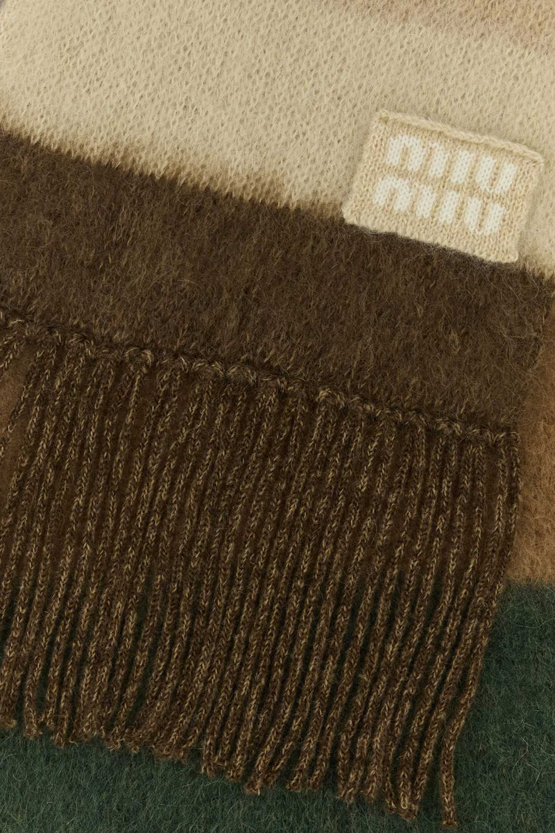 Miu Miu Embroidered Mohair Blend Scarf — Multicolor Exterior: Nylon Wool Scarfs