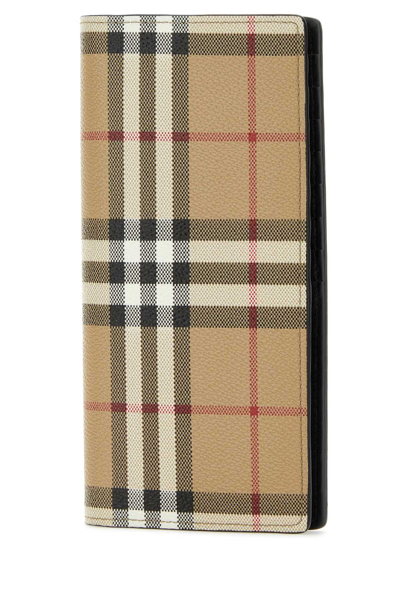 Burberry Printed Canvas Wallet — Beige Exterior: Polyurethane Cotton