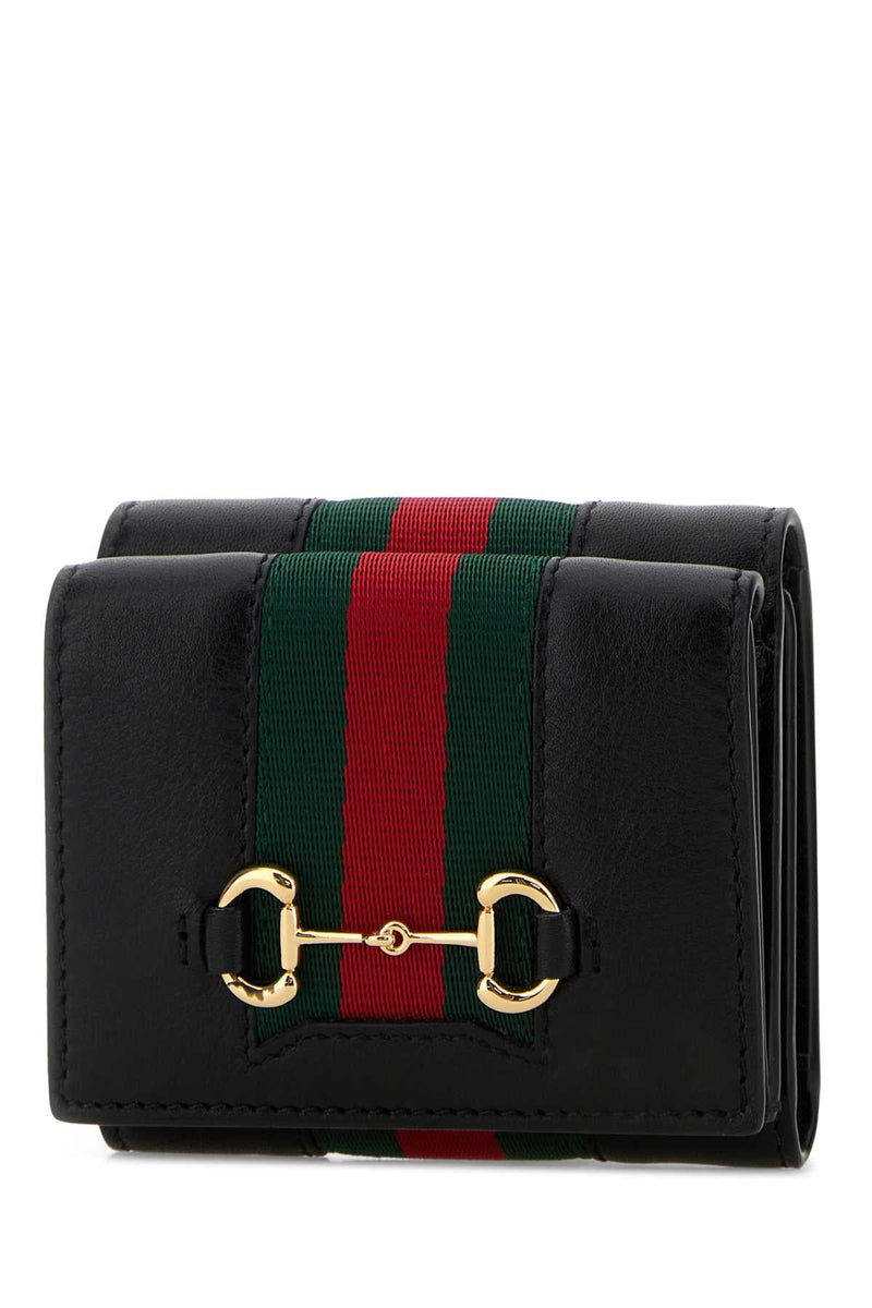 Gucci Striped Leather Wallet — Black