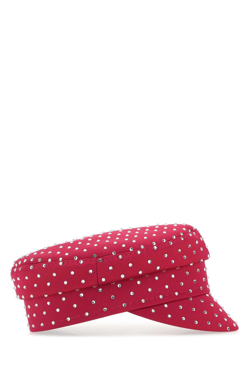 Ruslan Baginskiy Hat Embellished Satin Flat Cap — Pink Caps