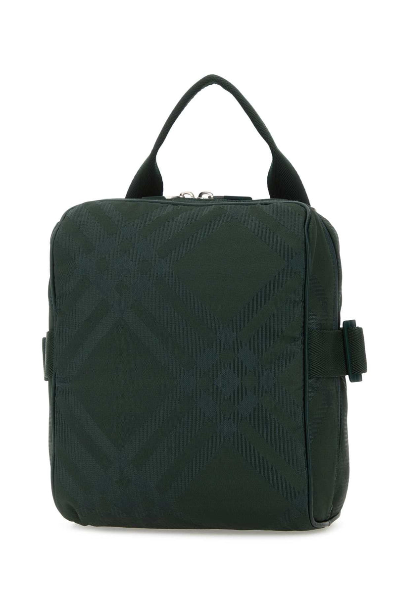 Burberry Check-Patterned Fabric Crossbody Bag — Green