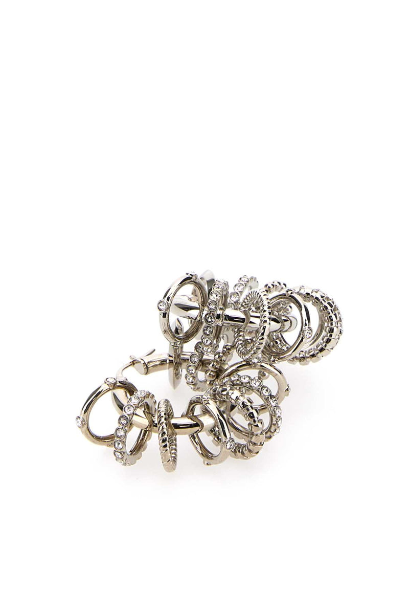 Amina Muaddi Multi-Ring Charm Earrings — Silver