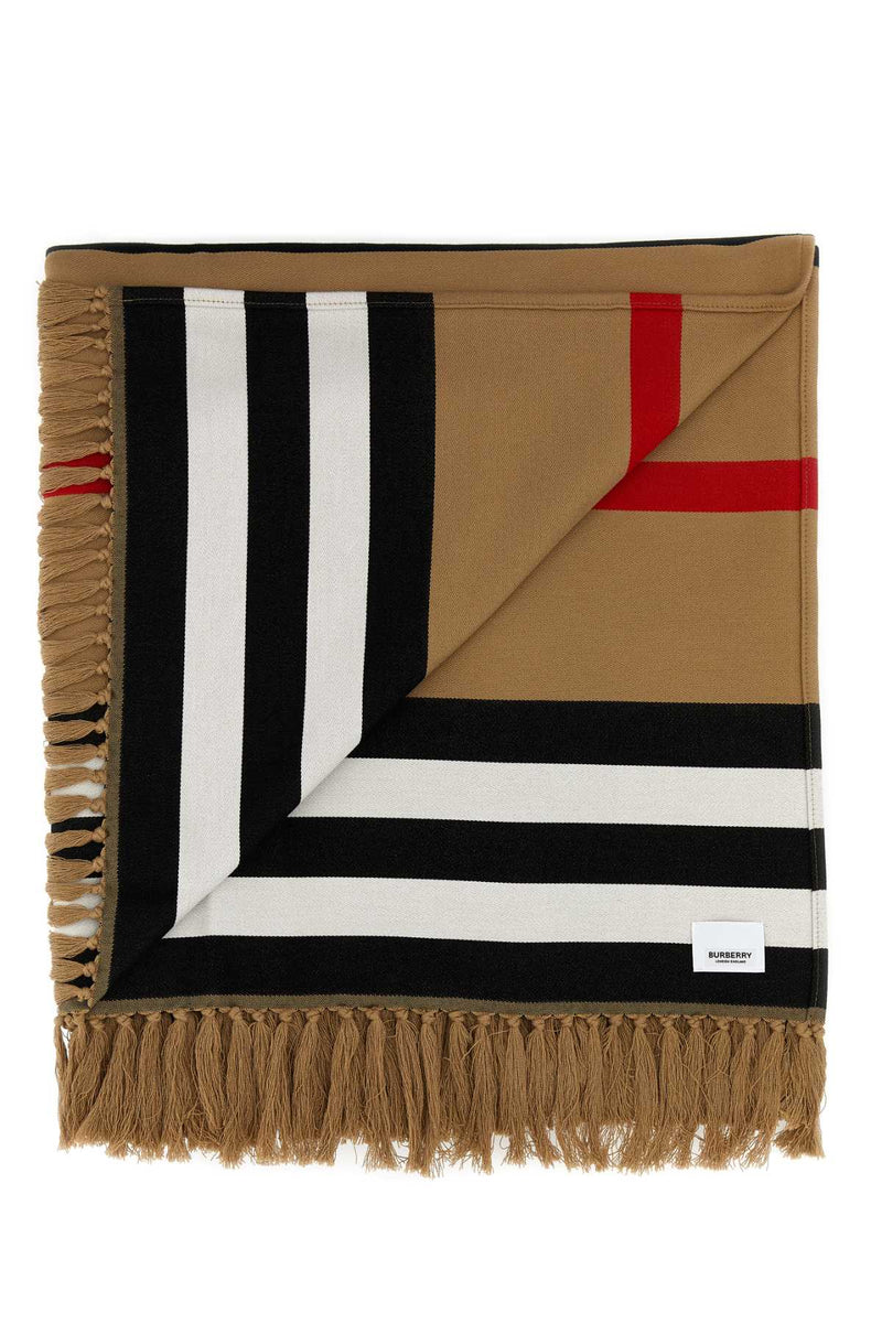 Burberry Striped Cotton Scarf — Beige Exterior: Organic Scarfs