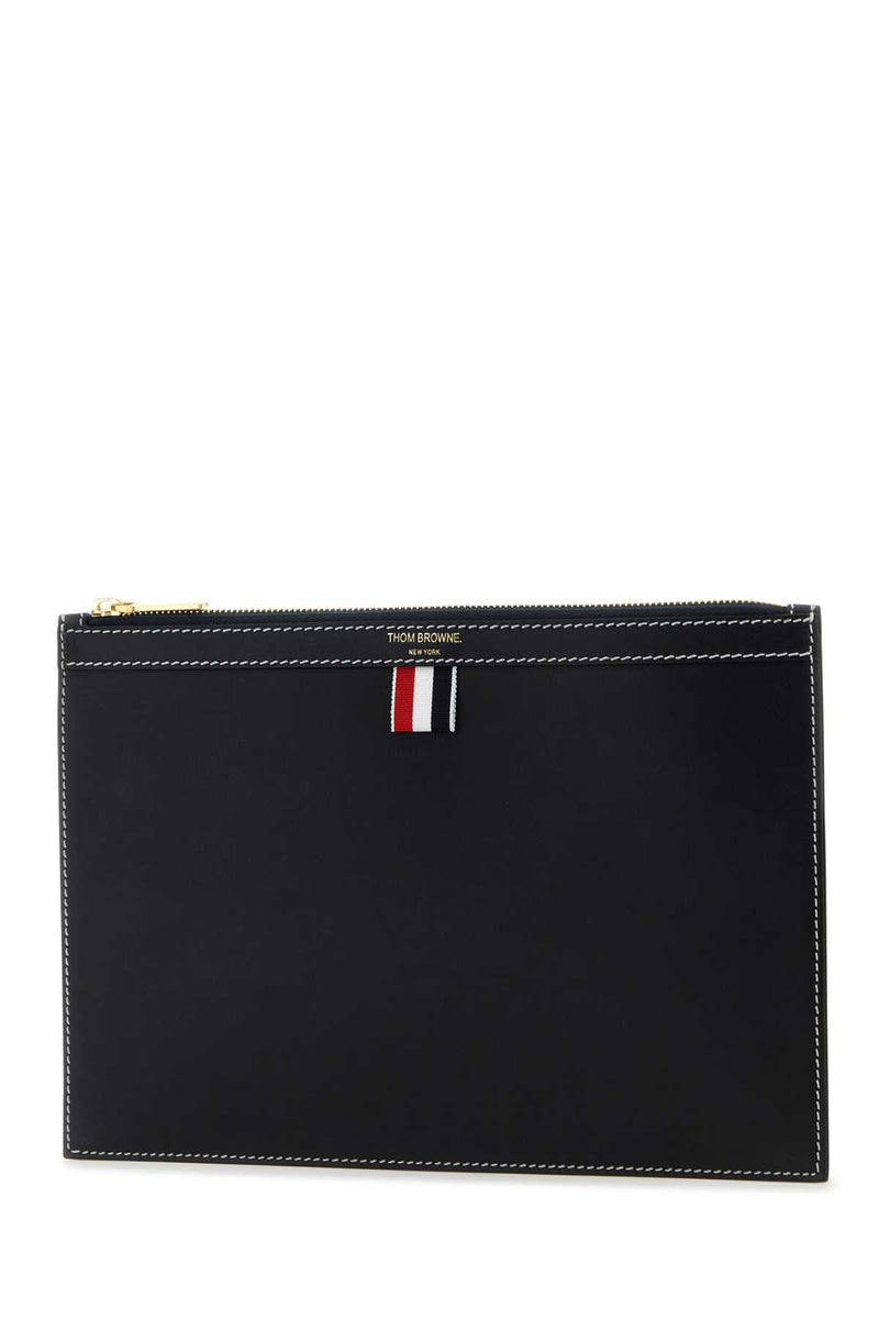 Thom Browne Leather Document Case Wallet — Navy