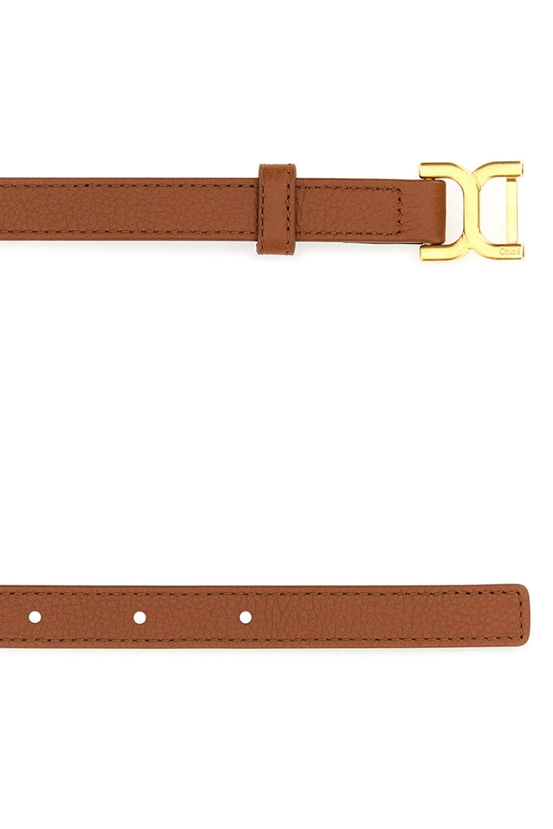 Chloé Logo Buckle Belt — Brown