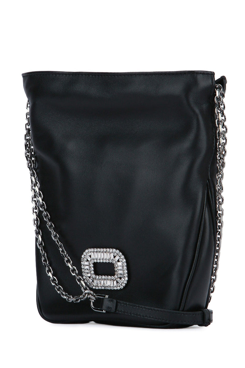 Roger Vivier Pocket Crossbody Bag — Black Leather