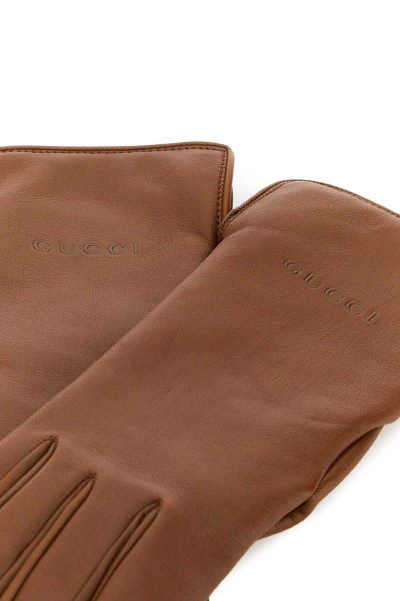 Gucci Leather Gloves — Brown