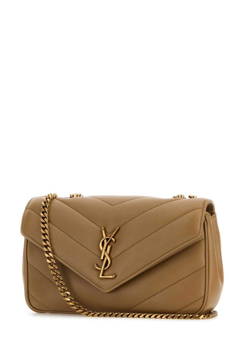 Saint Laurent Loulou Shoulder Bag — Beige