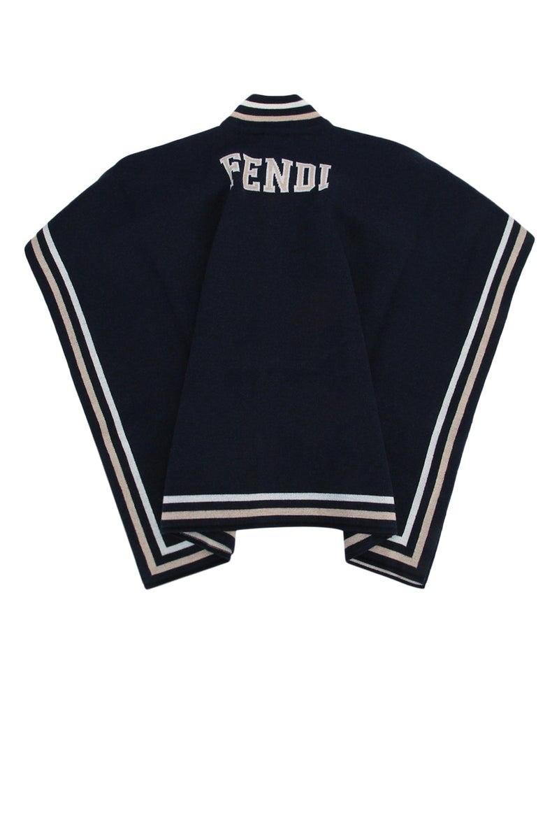 Fendi Kids Wool-Blend Striped Scarf — Navy Scarfs