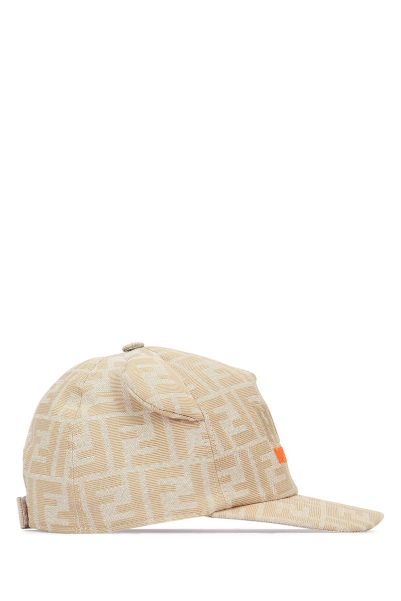 Fendi Kids Baseball Monogram Jacquard Cap — Beige Plr Caps