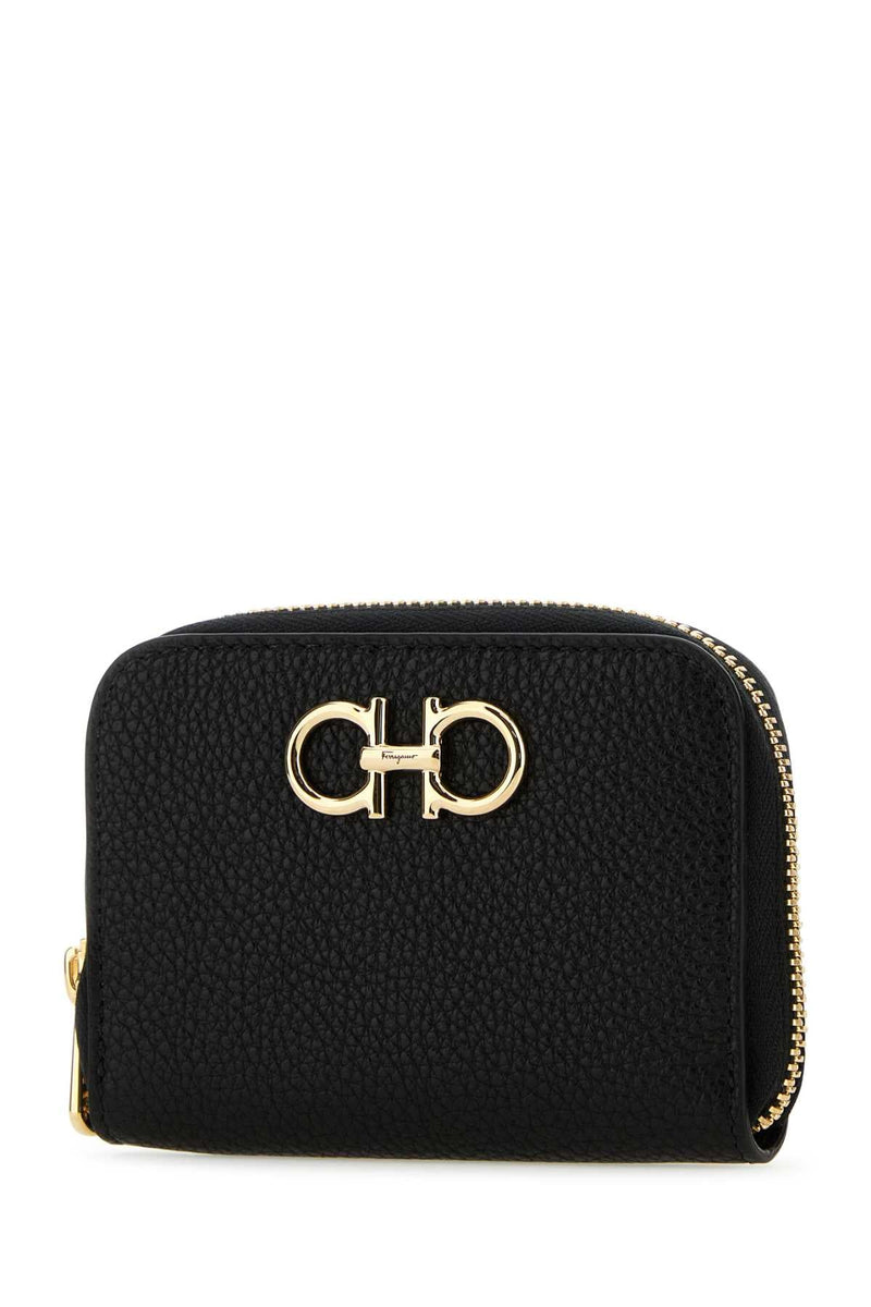 Ferragamo Gancini Leather Coin Purse — Black Wallet