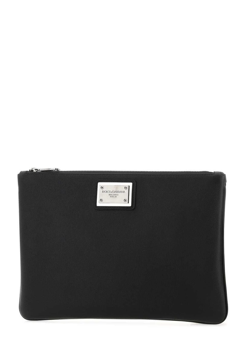 Dolce & Gabbana Leather And Nylon Clutch — Black Wallet