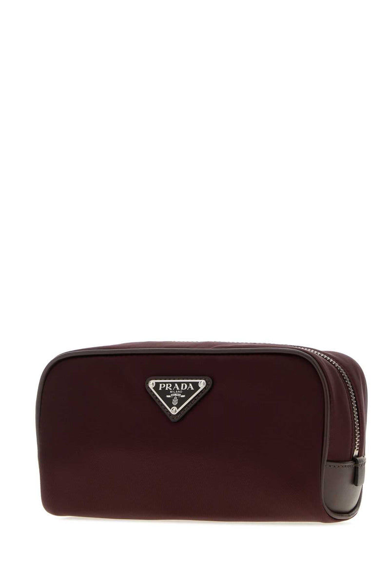 Prada Nylon Beauty Case Travel Wallet — Burgundy