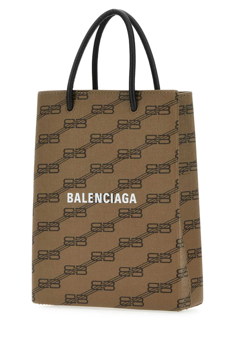 Balenciaga Logo-Jacquard Canvas Tote Bag — Beige