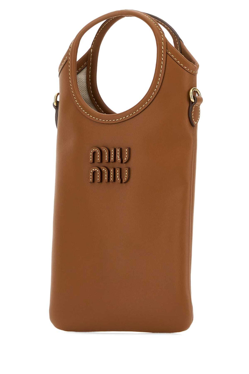 Miu Miu Leather Phone Case Wallet — Brown