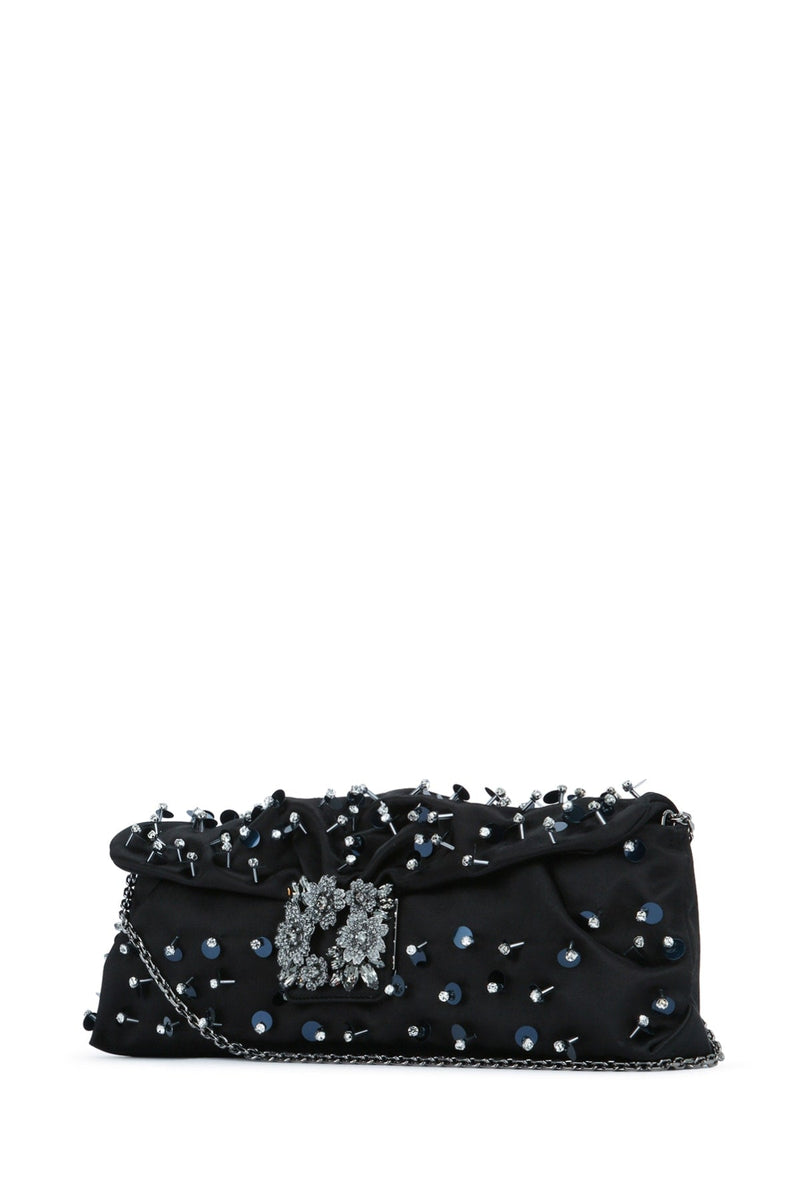 Roger Vivier Bouquet Clutch — Black Silk