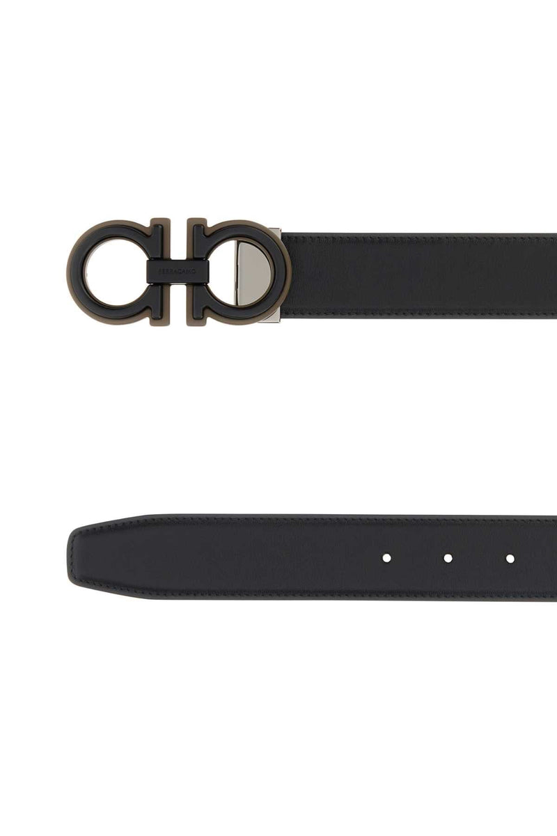 Ferragamo Gancini Belt — Black Exterior: Leather