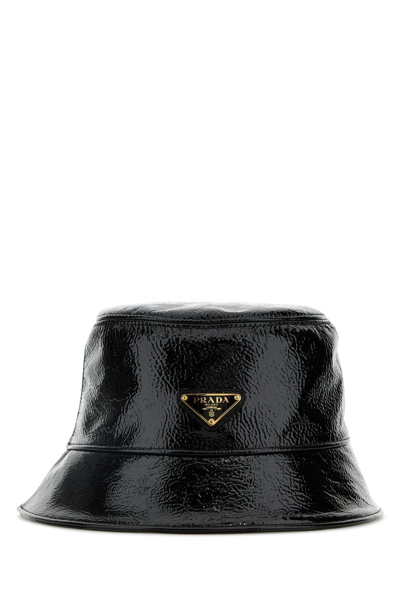 Prada Naplak Leather Bucket Hat — Black