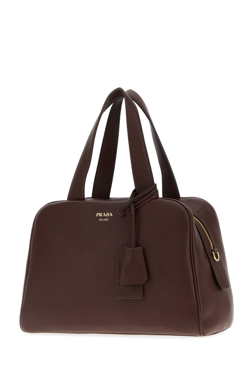 Prada Pebbled Leather Shoulder Bag — Brown Cervuselaphusscot