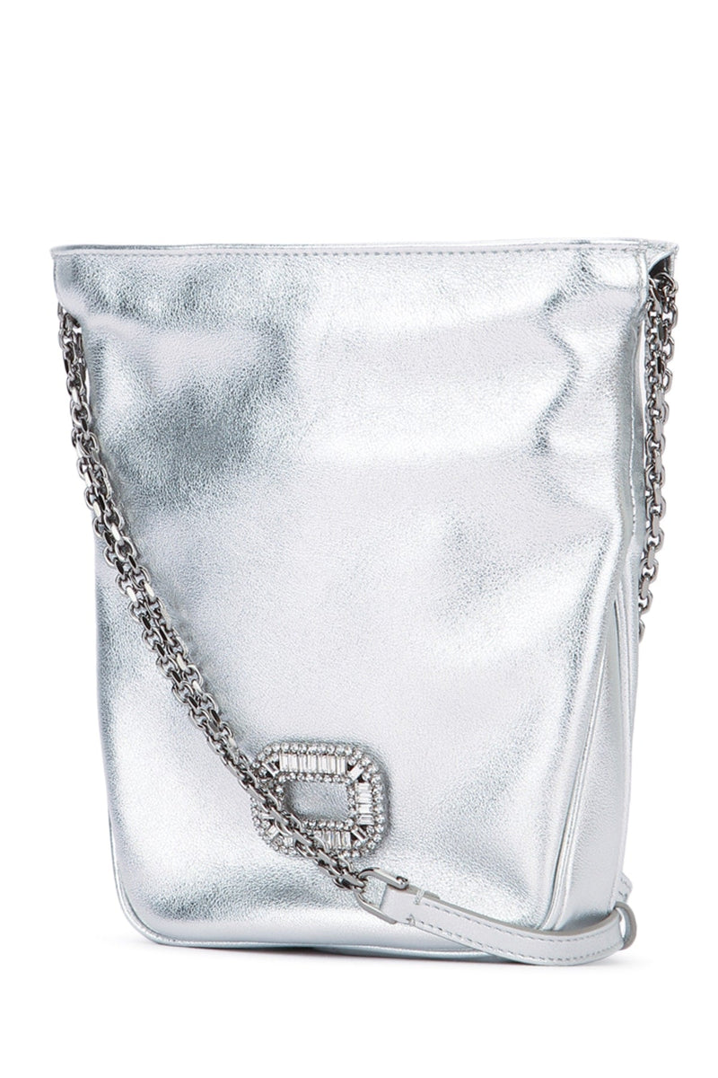 Roger Vivier Pocket Shoulder Bag — Silver Metallic Leather