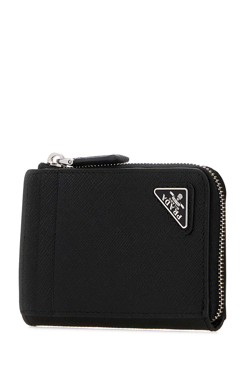 Prada Saffiano Leather Card Wallet — Black