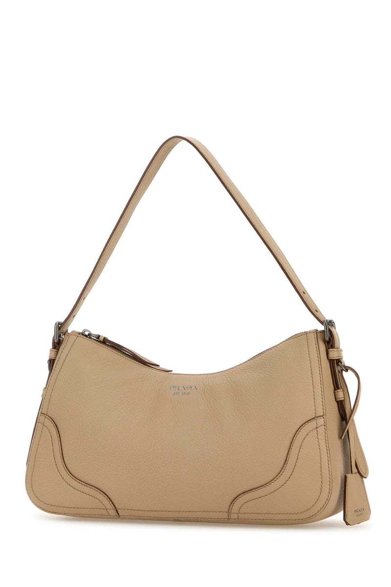 Prada Textured Deer Leather Shoulder Bag — Beige