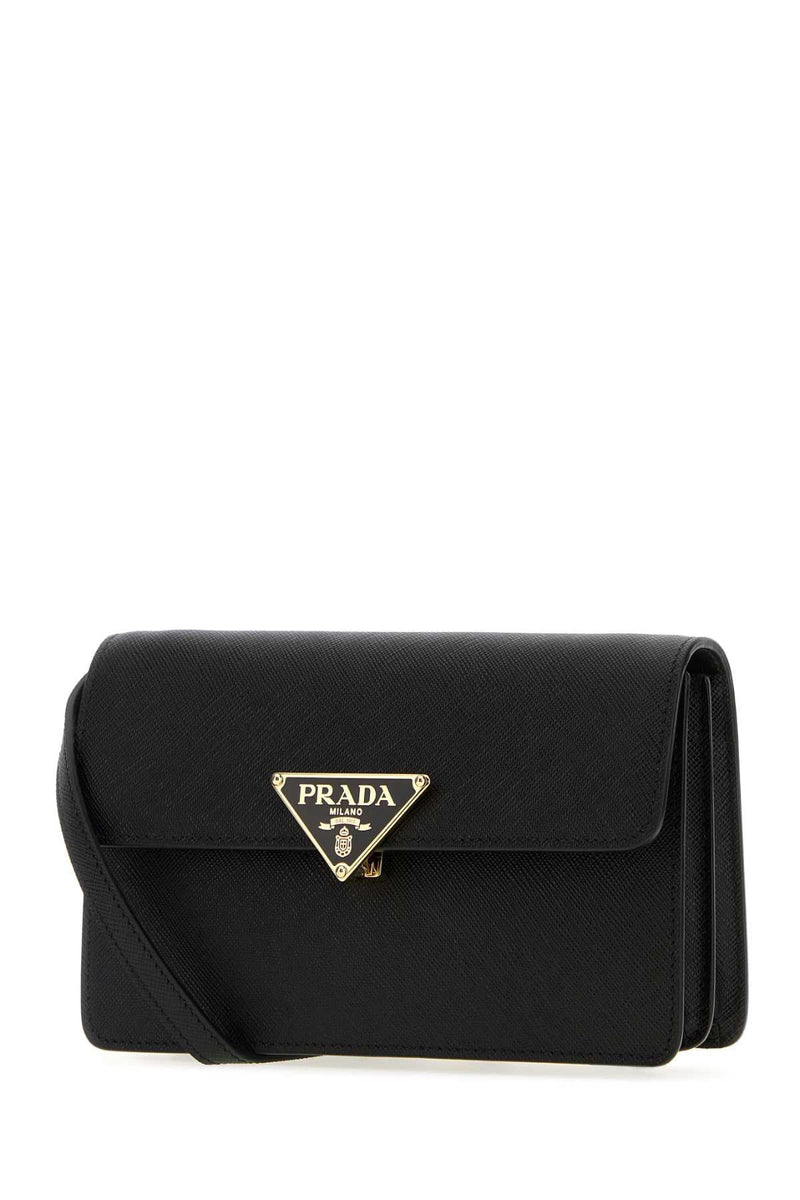 Prada Saffiano Leather Crossbody Bag — Black Vitello