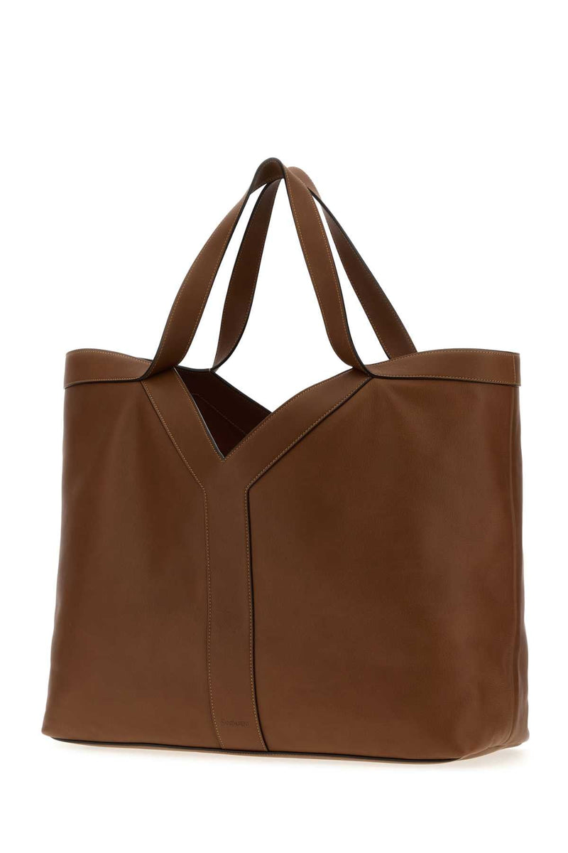 Saint Laurent Tote Shoulder Bag — Brown Exterior: Calf Lining: Suede