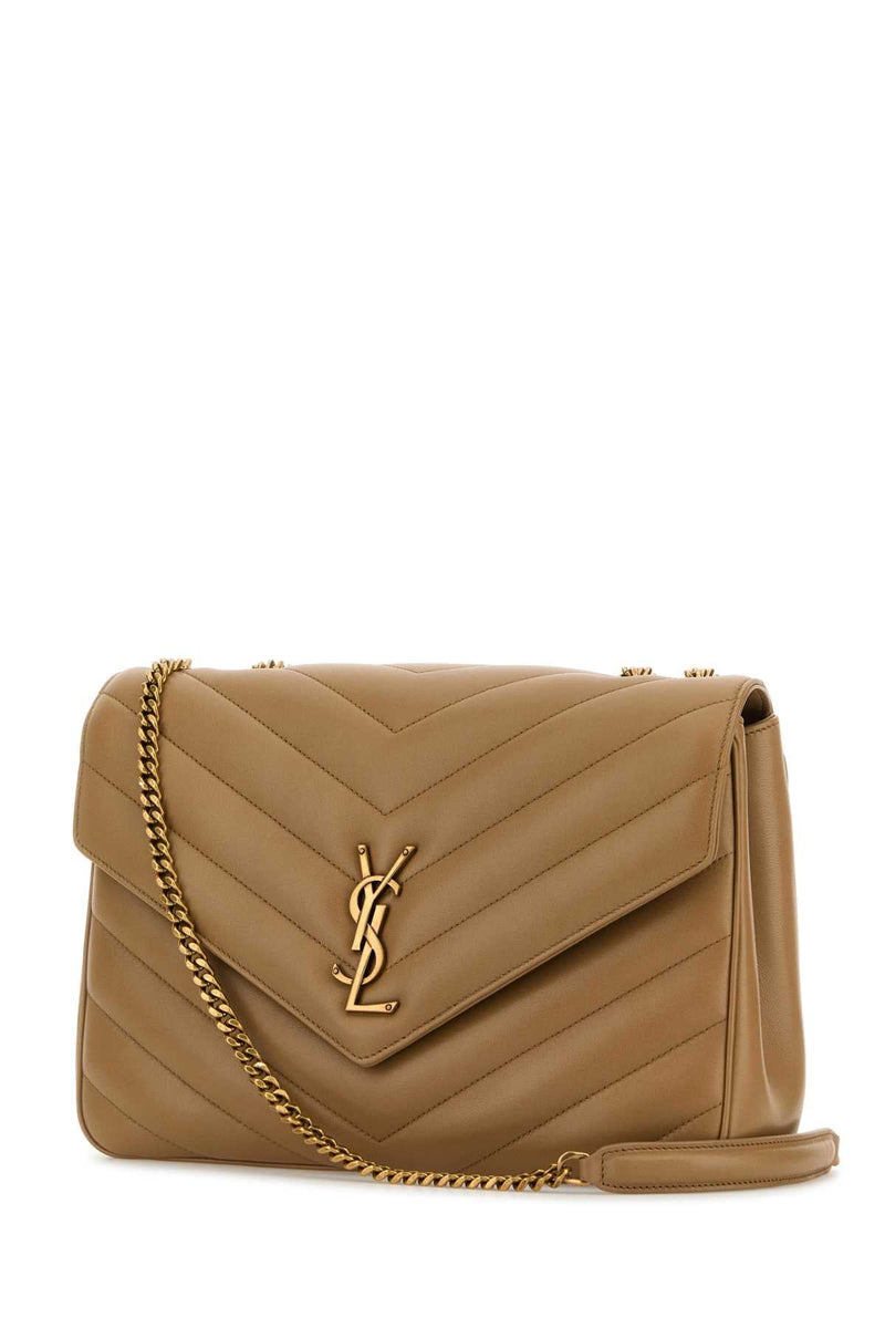 Saint Laurent Loulou Shoulder Bag — Beige