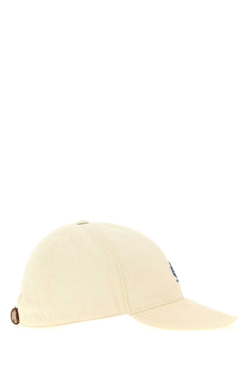 Prada Hat Logo-Embroidered Cotton Baseball Cap — Beige Caps