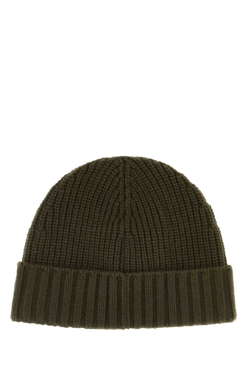 Stone Island L2s15n100006s01ff Cashmere Ribbed Beanie — Green Exterior: Beanies