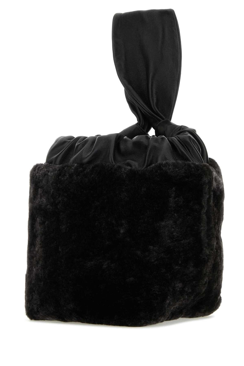 Jil Sander Shearling Clutch — Black