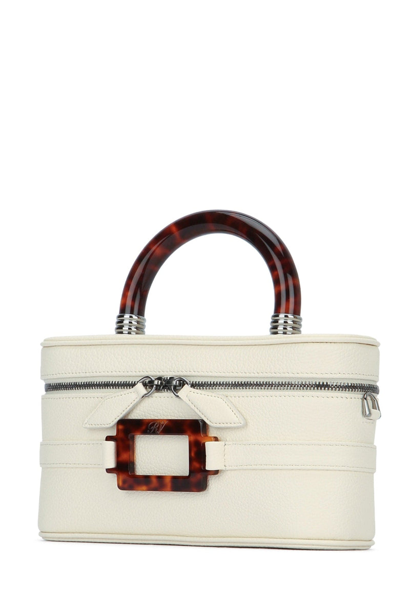 Roger Vivier Top Handle Bag — White Leather