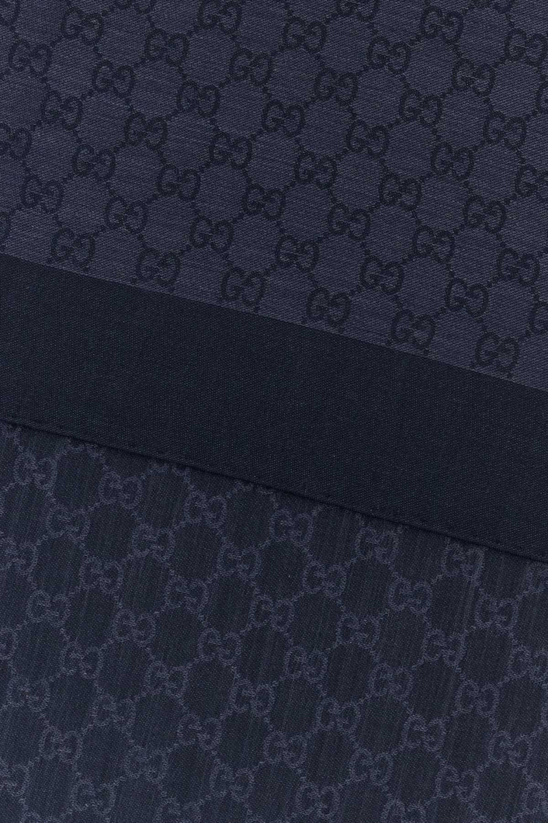 Gucci Logo Scarf — Navy Exterior: Wool Silk Scarfs
