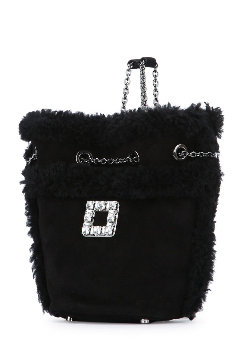 Roger Vivier Crystal-Embellished Quilted Backpack — Black