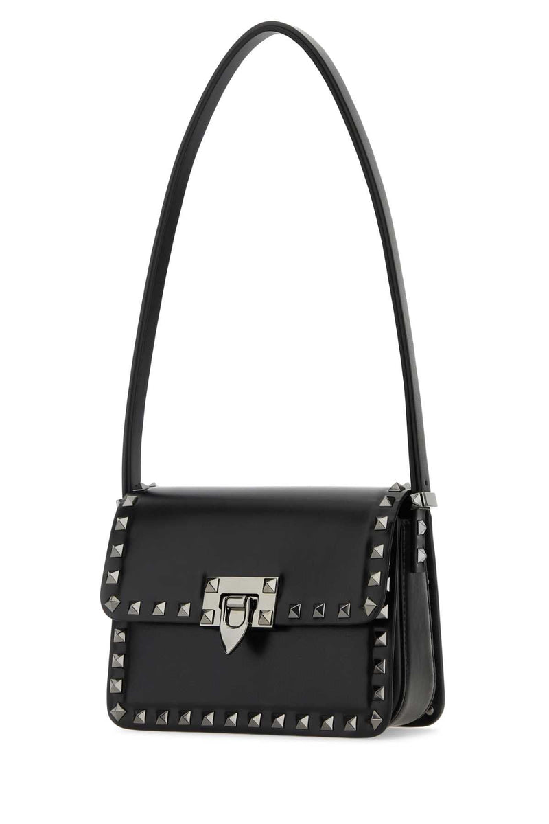 Valentino Garavani Pyramid-Stud Leather Shoulder Bag — Black