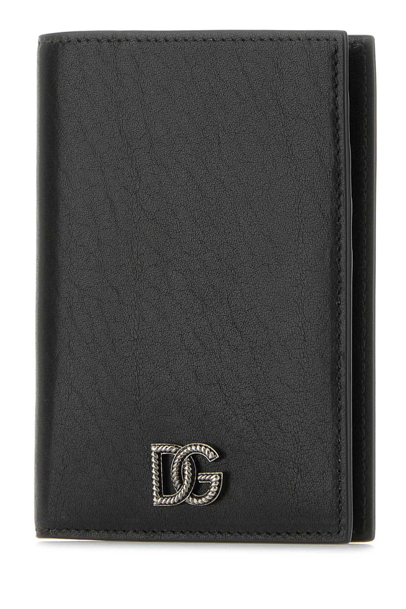 Dolce & Gabbana Leather Passport Wallet — Black Vitello