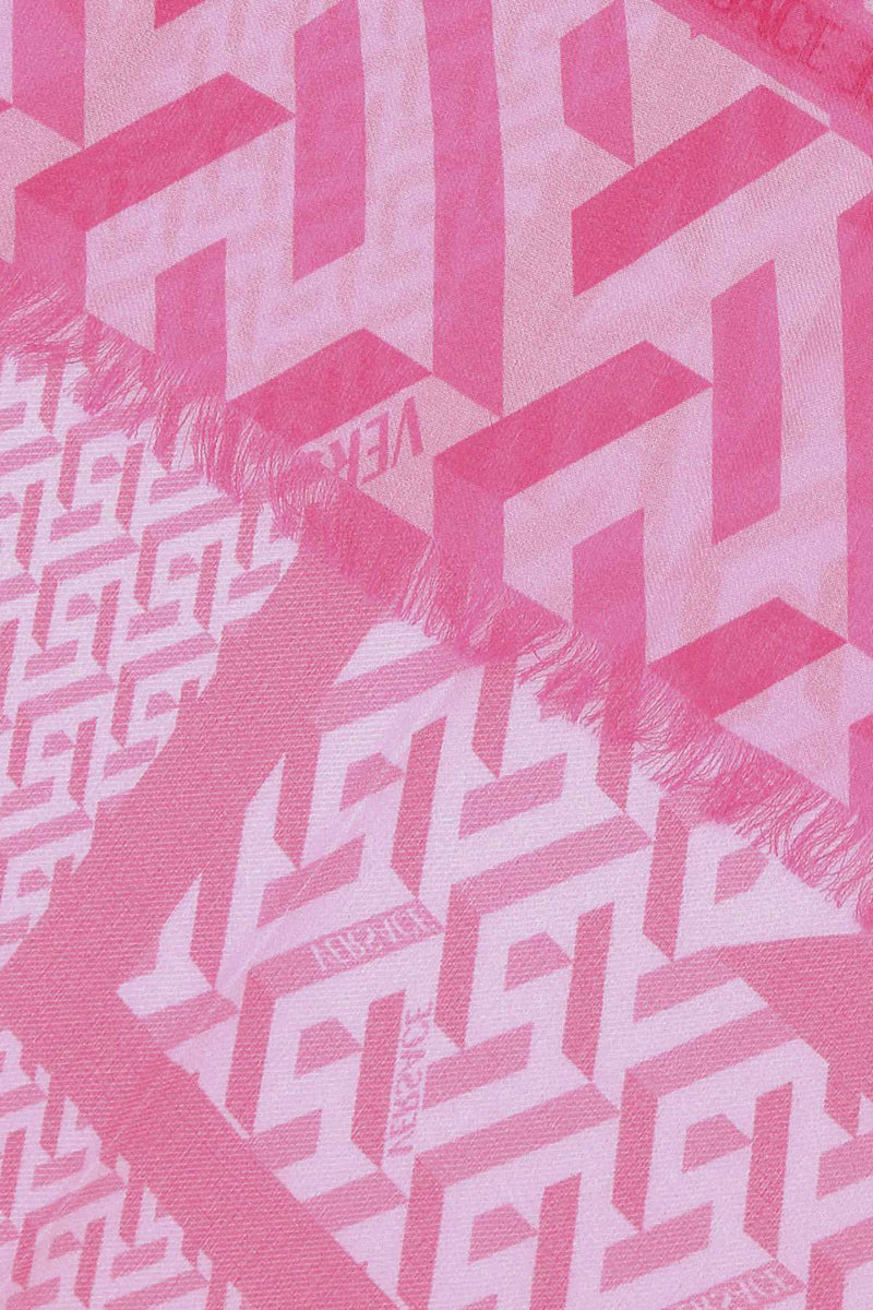 Versace Geometric-Print Modal Blend Scarf — Pink Exterior: Silk Scarfs