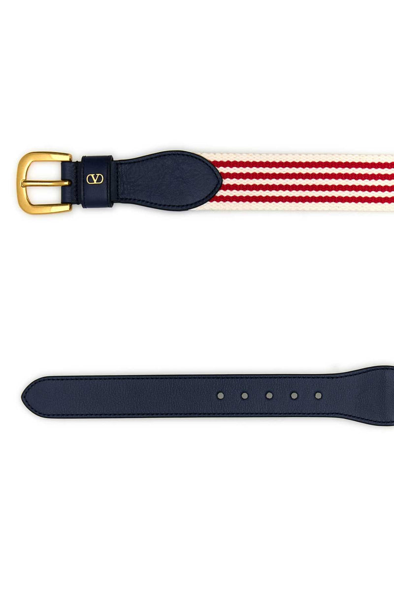 Valentino Garavani Striped Fabric Belt — Multicolor